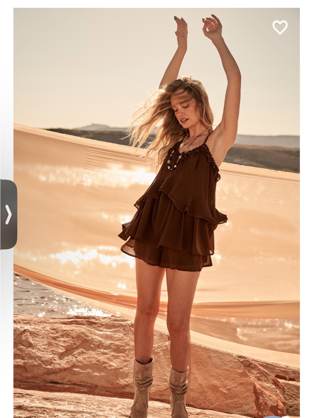 Altar'd State Brown Tiered Ruffle Romper